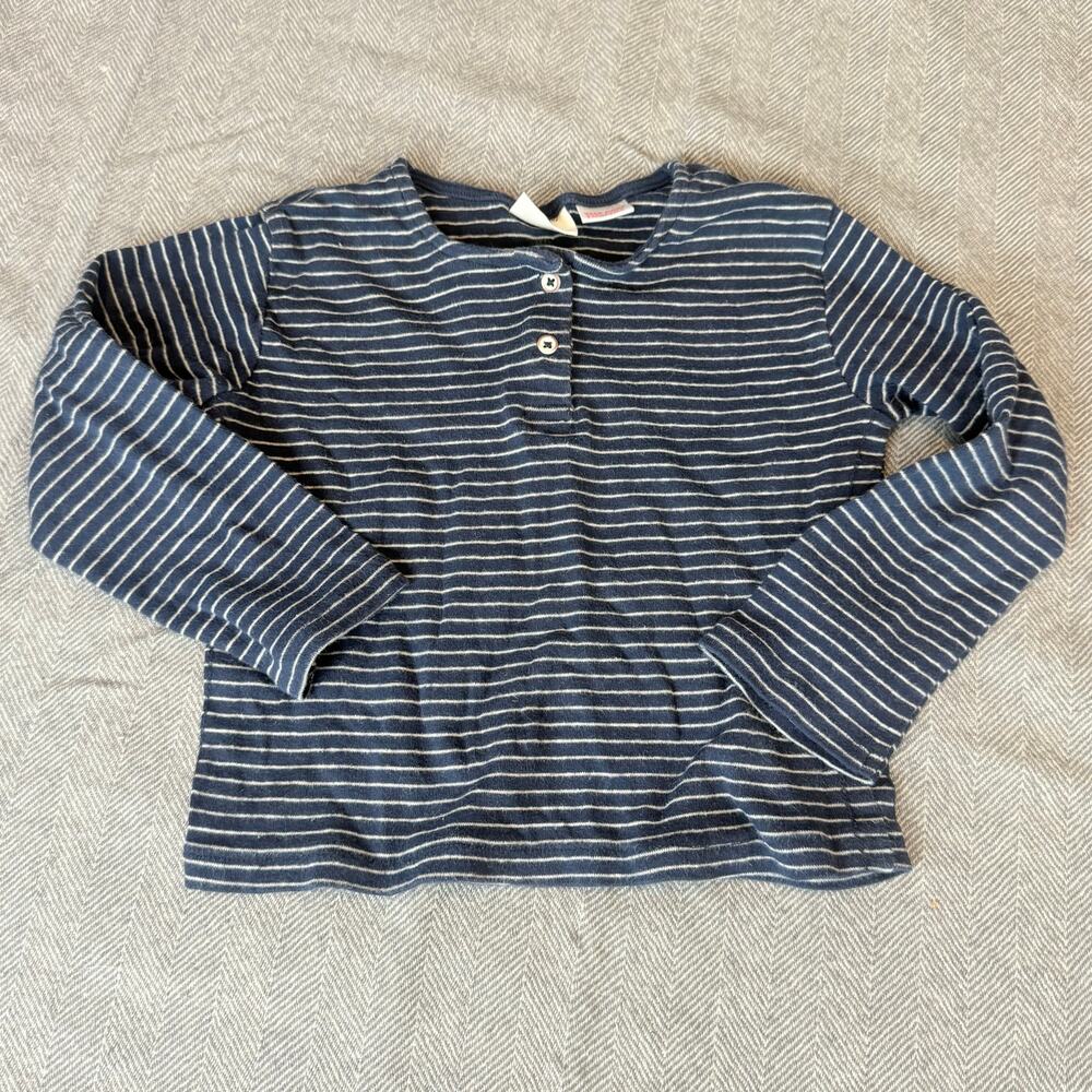 Zara Long Sleeve Soft Henley Button Blue Stripe T Shirt Top 3T 4T Toddler Boys